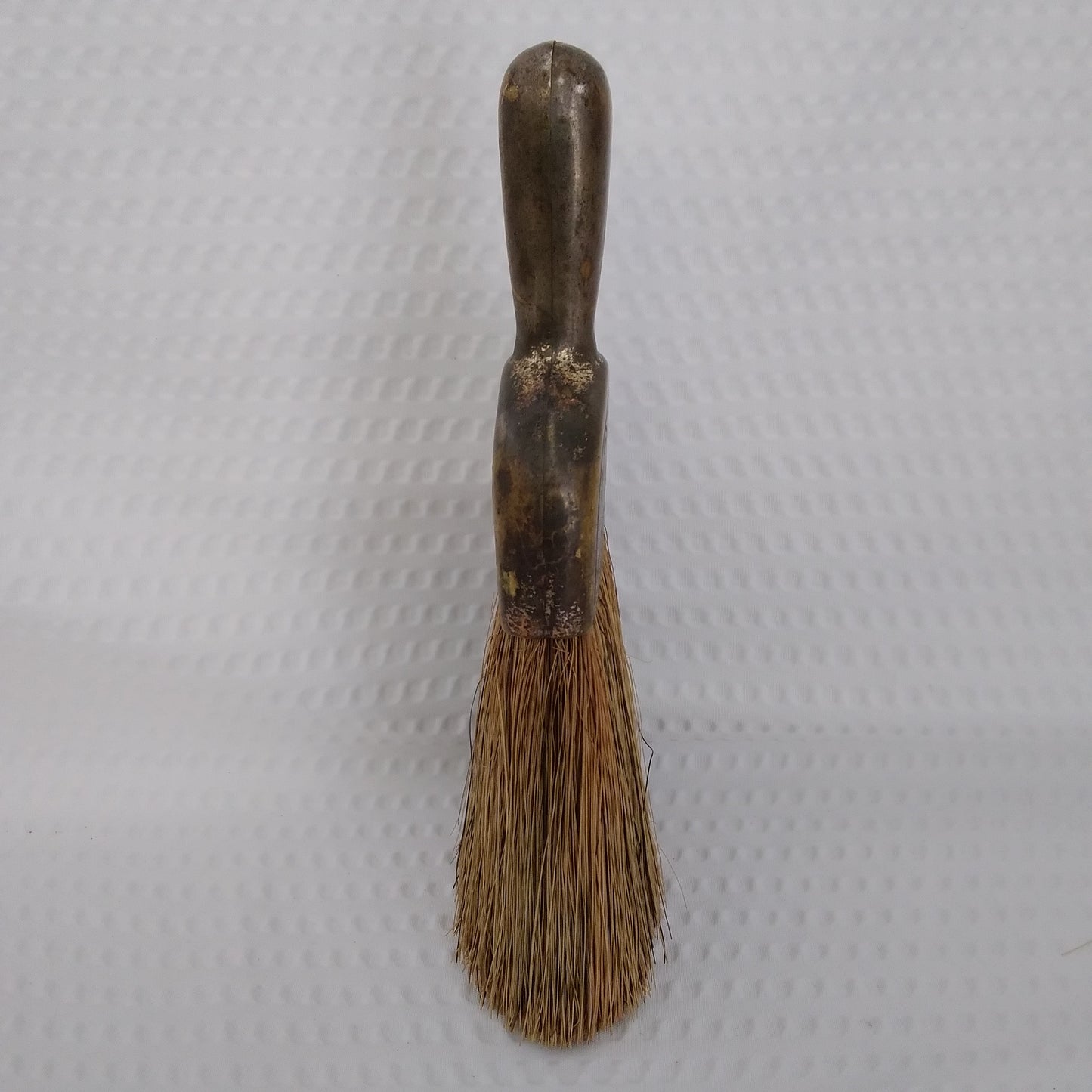 Vintage Pocket/Barber Brush with Metal Handle and Leather Case