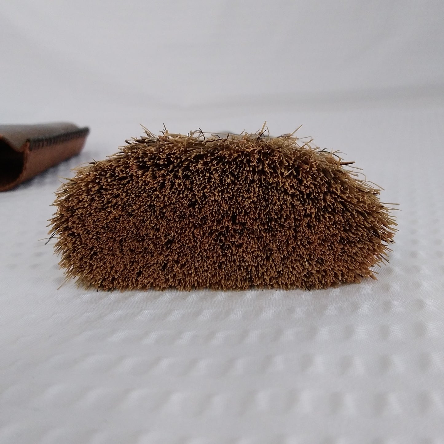 Vintage Pocket/Barber Brush with Metal Handle and Leather Case