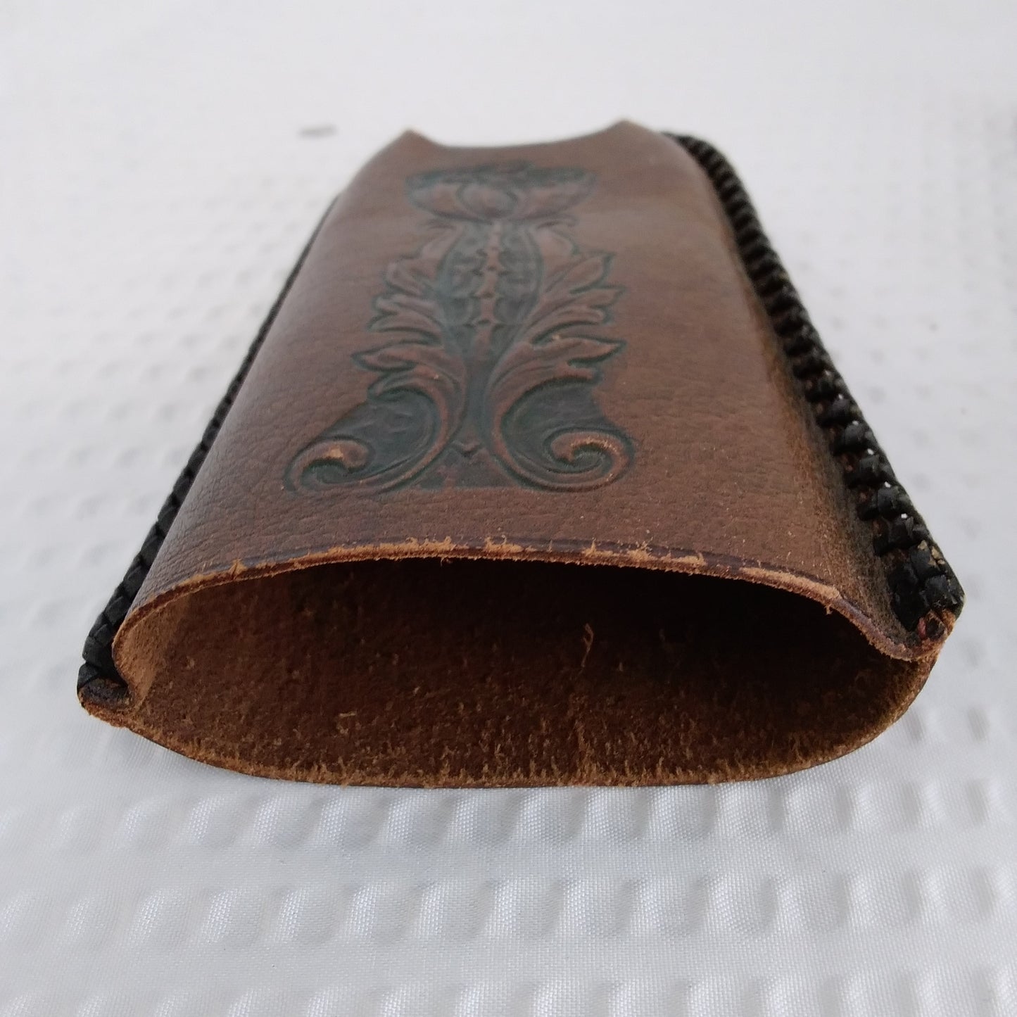Vintage Pocket/Barber Brush with Metal Handle and Leather Case