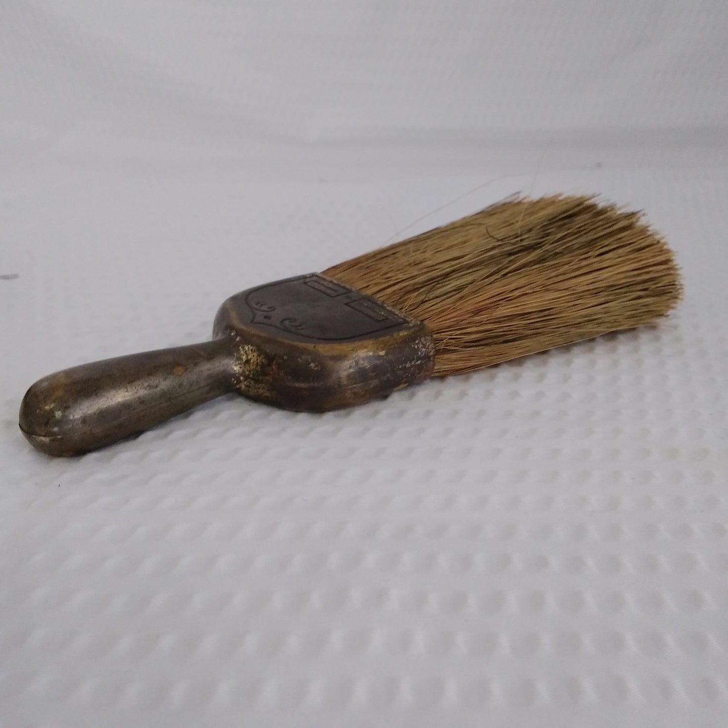 Vintage Pocket/Barber Brush with Metal Handle and Leather Case