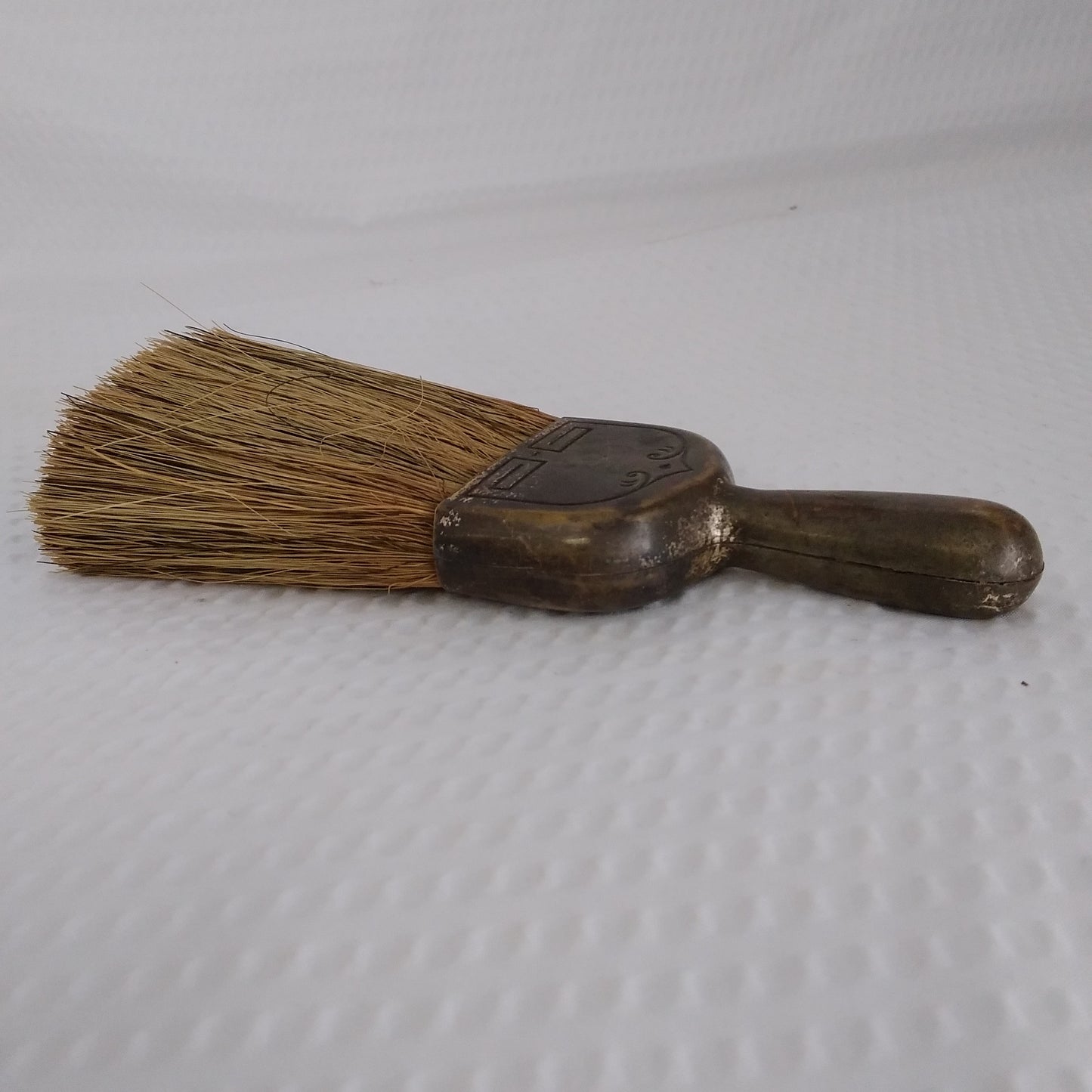 Vintage Pocket/Barber Brush with Metal Handle and Leather Case