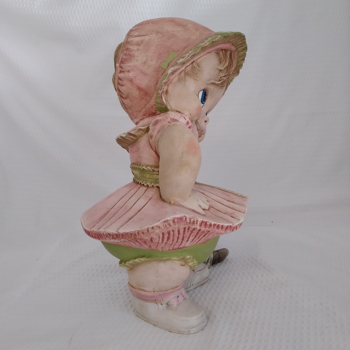 Vintage Byron Mold Ceramic Girl in a Pink Dress with Ann and Andy Doll