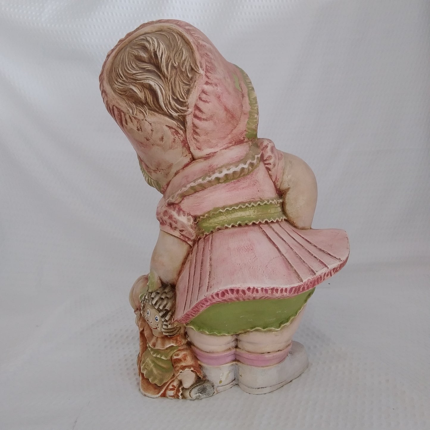 Vintage Byron Mold Ceramic Girl in a Pink Dress with Ann and Andy Doll