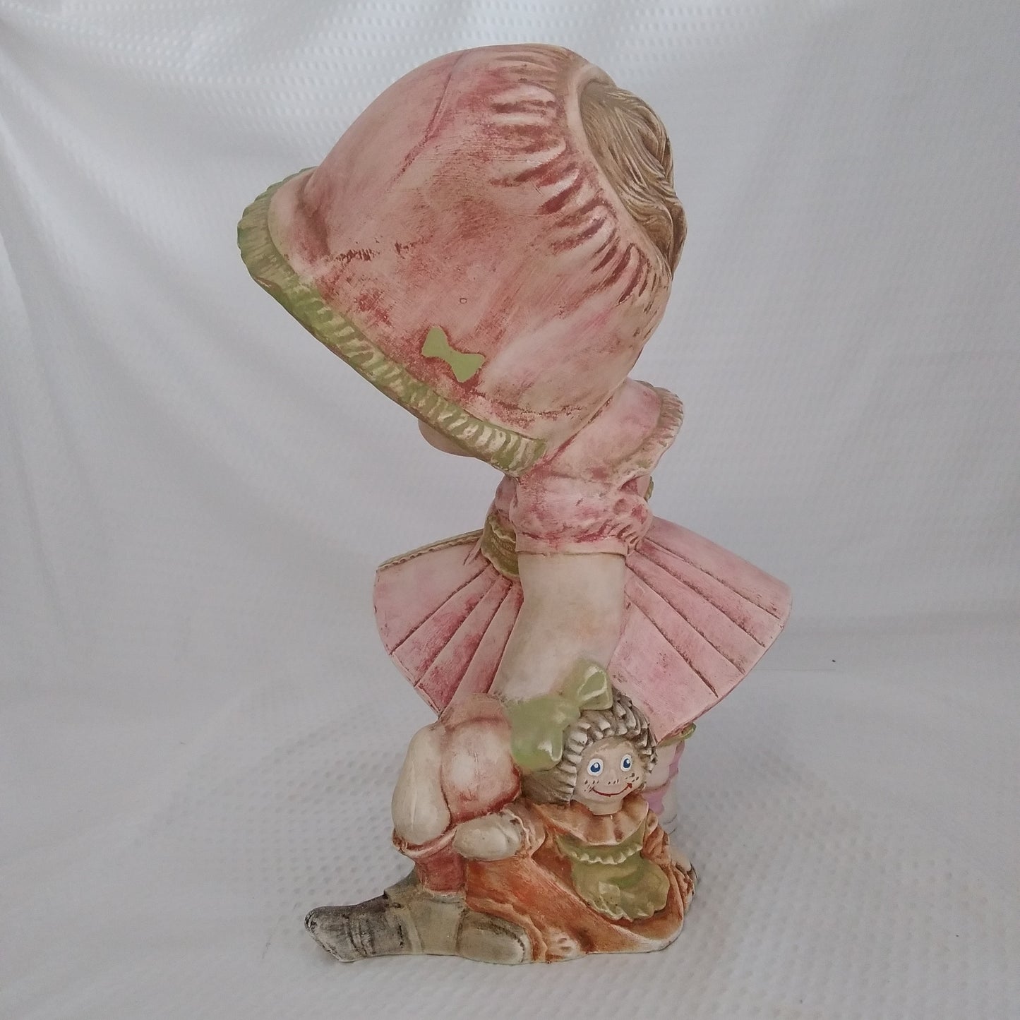 Vintage Byron Mold Ceramic Girl in a Pink Dress with Ann and Andy Doll