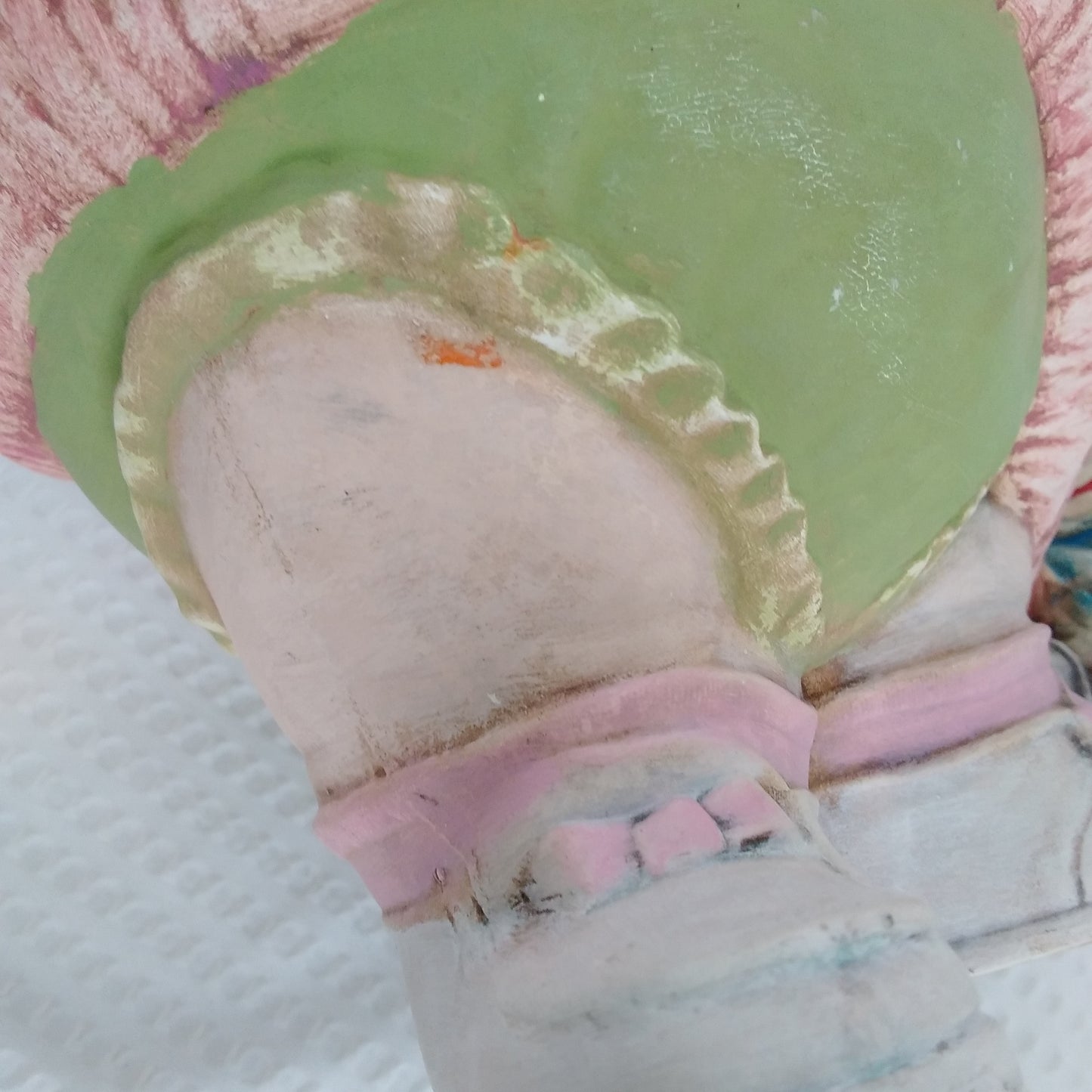 Vintage Byron Mold Ceramic Girl in a Pink Dress with Ann and Andy Doll