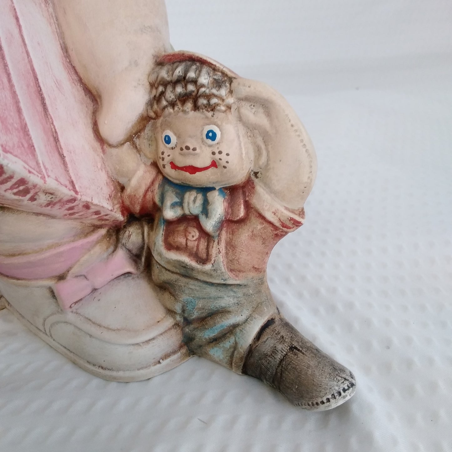 Vintage Byron Mold Ceramic Girl in a Pink Dress with Ann and Andy Doll