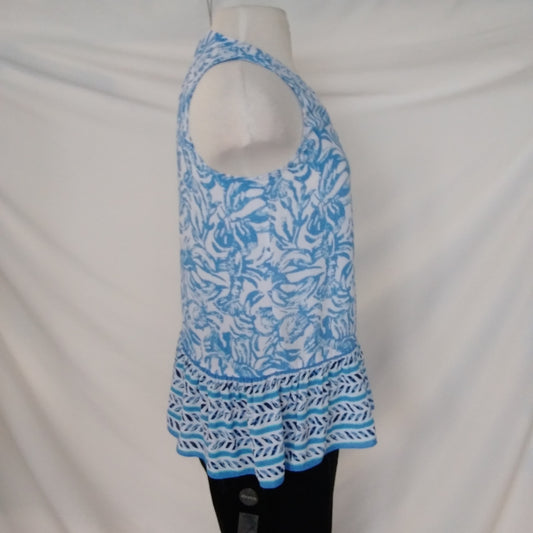 Lilly Pultizer Blue Print Sleeveless V-Neck Top - S