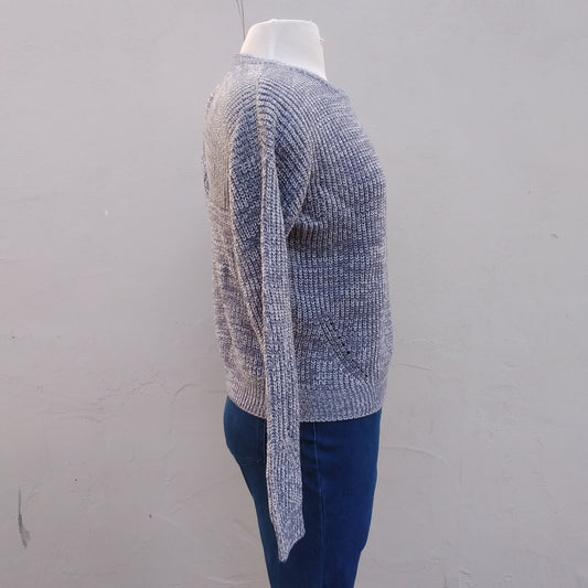 NWT - Hippie Rose blue Junior Twist Back Sweater - M