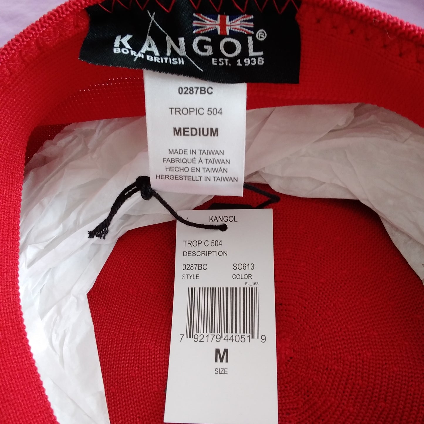 NWT - Kangol Unisex Tropic 504 Ventair Red Beret - Size: M
