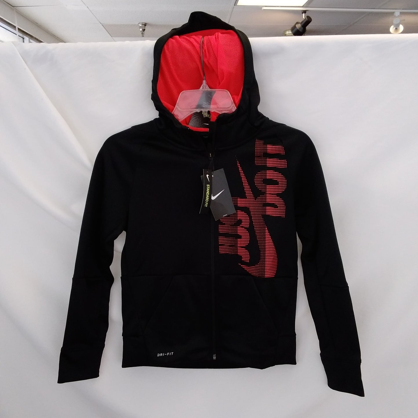 NWT - Nike Boy's Black Hooded Full Zipper Dri-Fit Jacket - Size: M