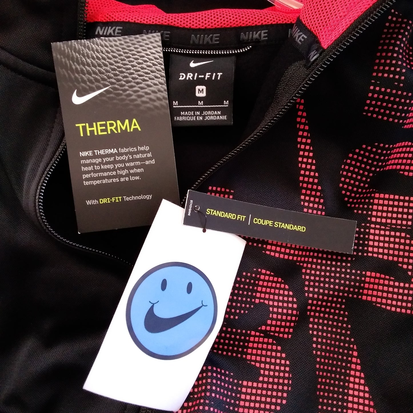 NWT - Nike Boy's Black Hooded Full Zipper Dri-Fit Jacket - Size: M
