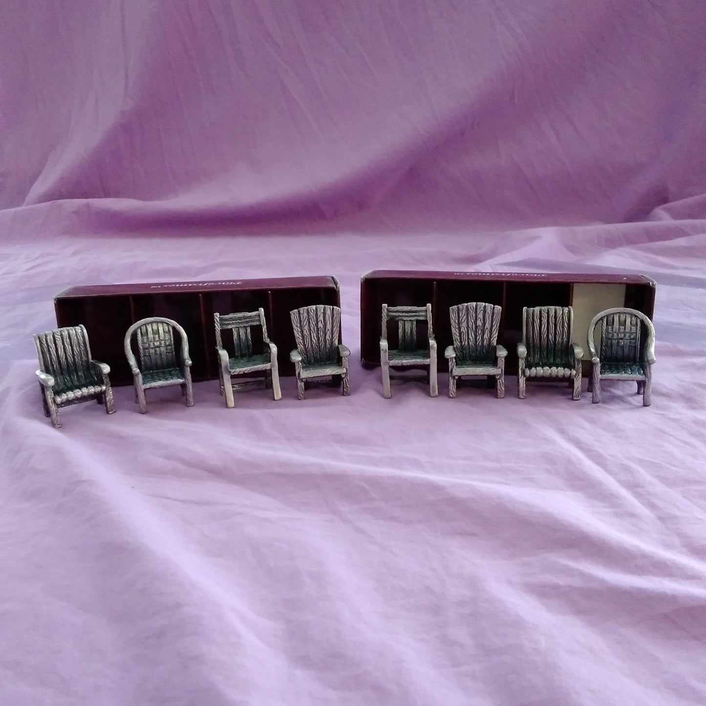NIB - Sixtrees Ltd. Handcrafted Pewter Miniature Chair Placeframes - 2 Packs