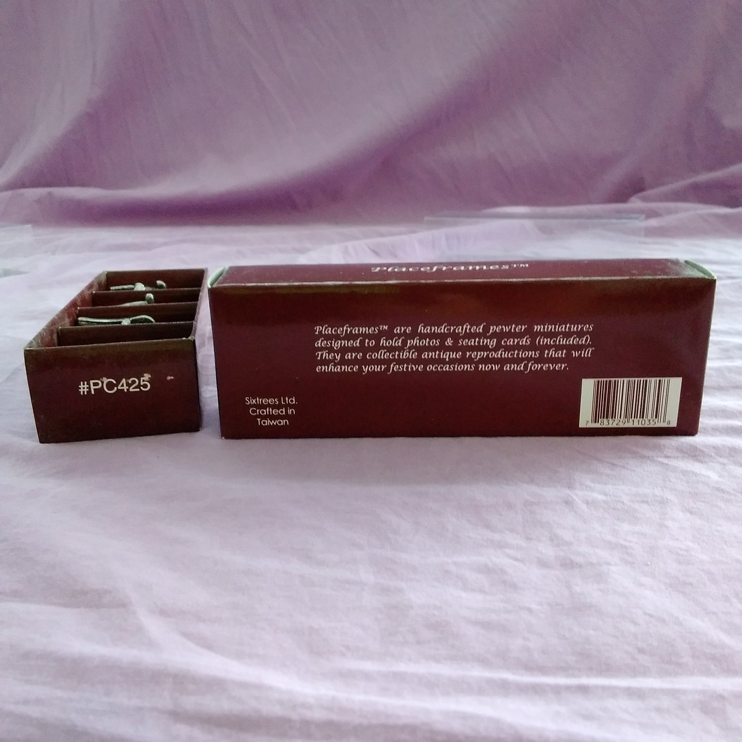 NIB - Sixtrees Ltd. Handcrafted Pewter Miniature Chair Placeframes - 2 Packs