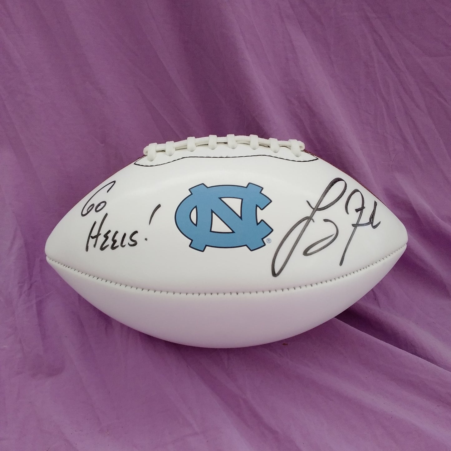 UNC Tar Heels Logo Football Signed by Larry Fedora