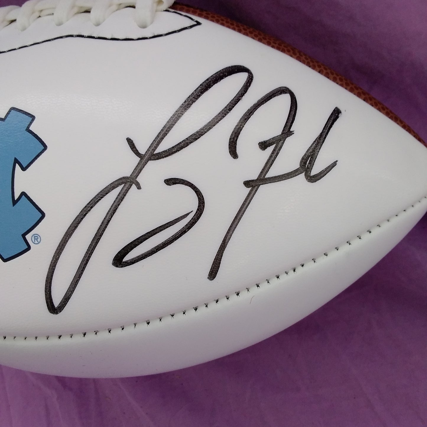 UNC Tar Heels Logo Football Signed by Larry Fedora