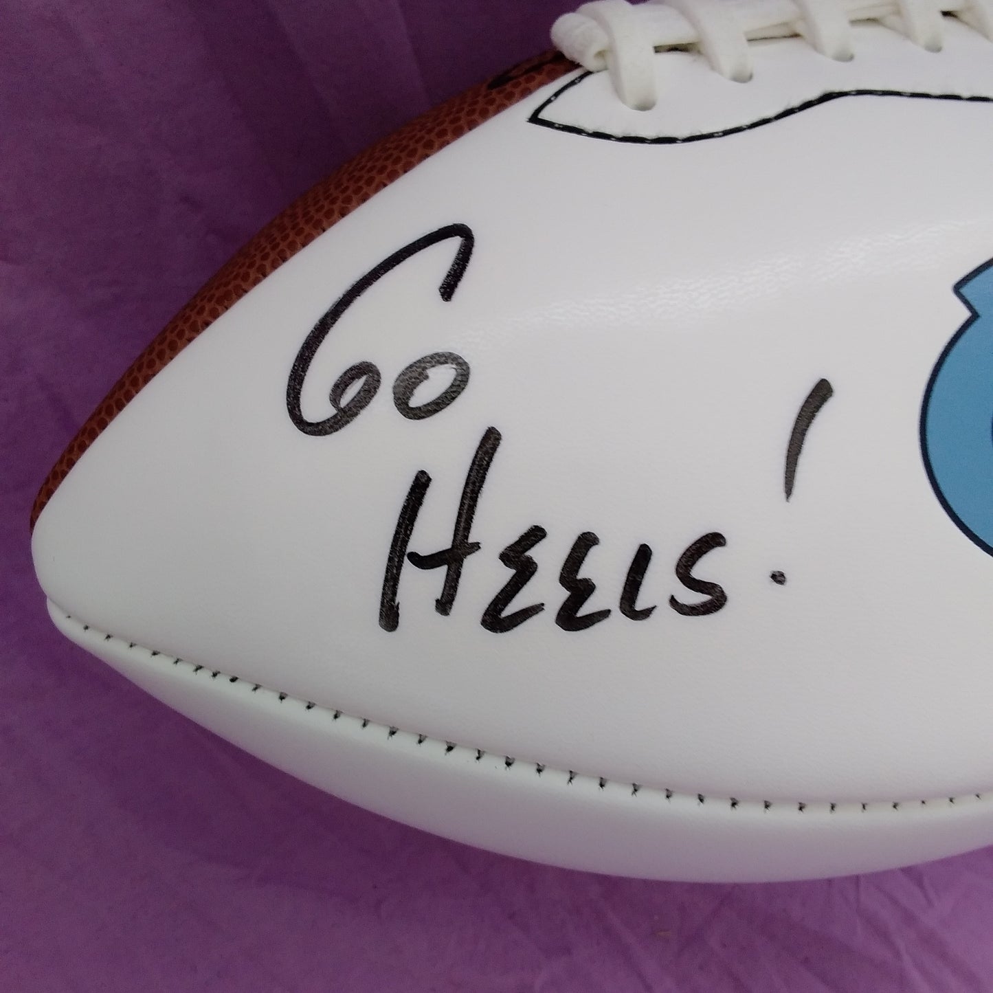 UNC Tar Heels Logo Football Signed by Larry Fedora