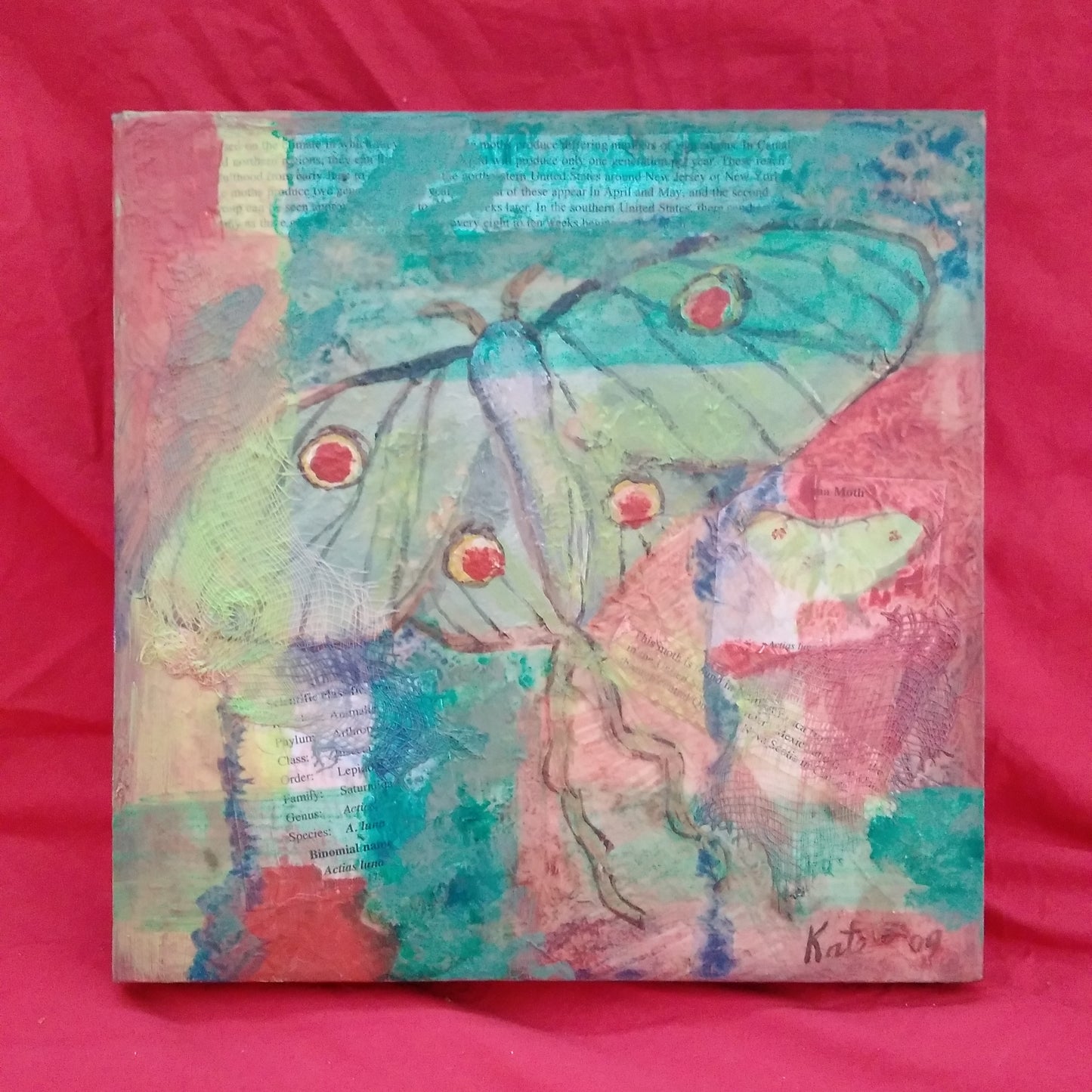 Original Painting "Green Luna Moth" by N.C Artist Kate Ladd