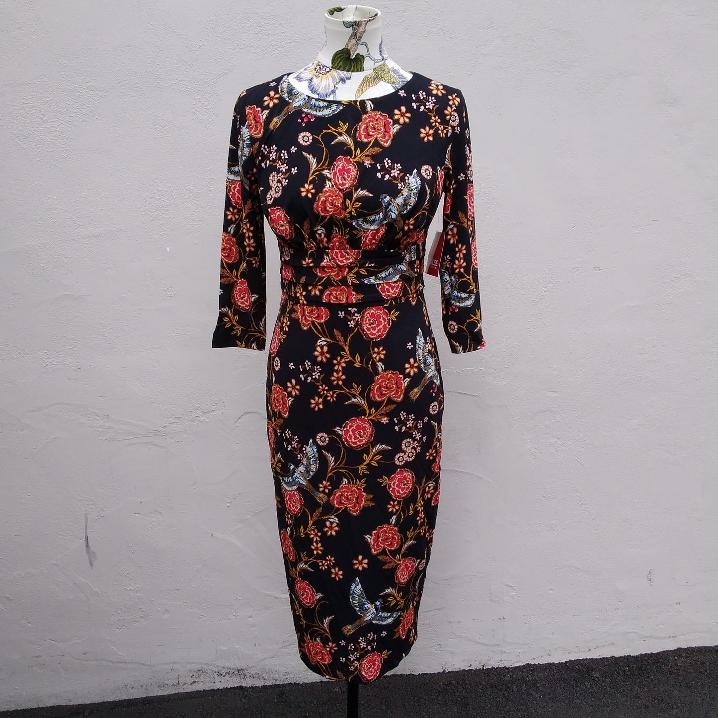 NWT - MELROSE black multicolored Floral 3/4 Sleeve Dress - 8