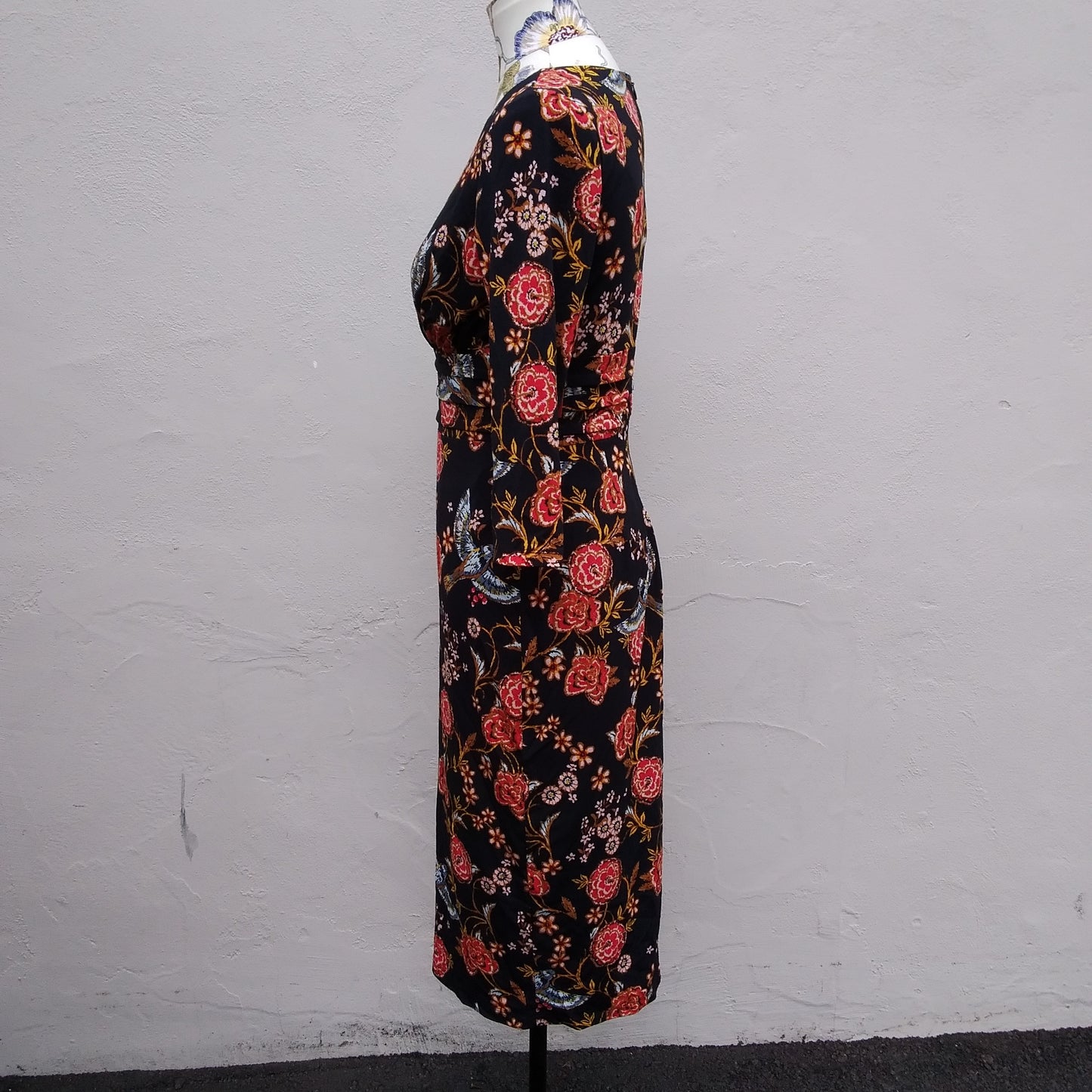 NWT - MELROSE black multicolored Floral 3/4 Sleeve Dress - 8