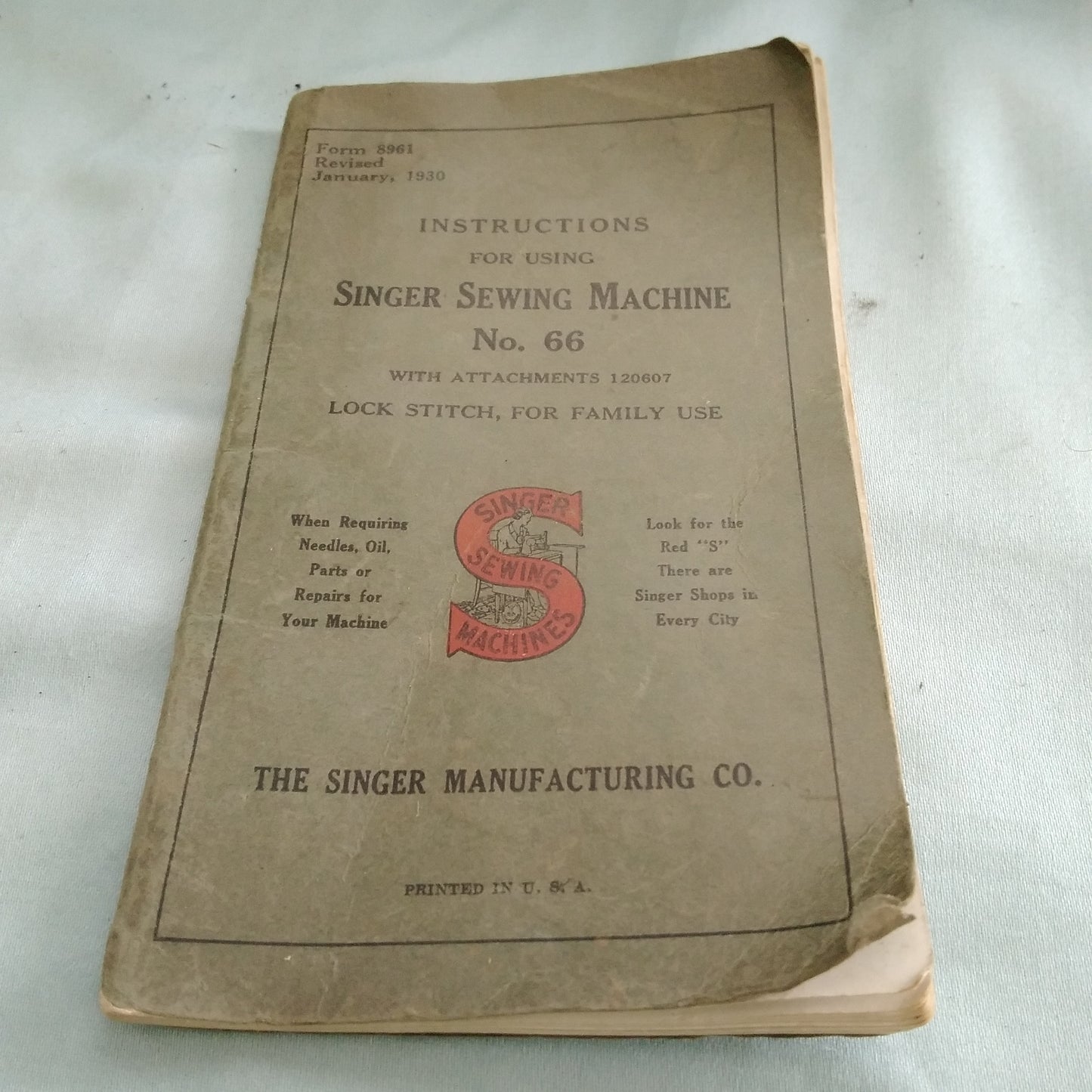 Vintage Singer Sewing Machine Y718527 - NOT WORKING for PARTS ONLY
