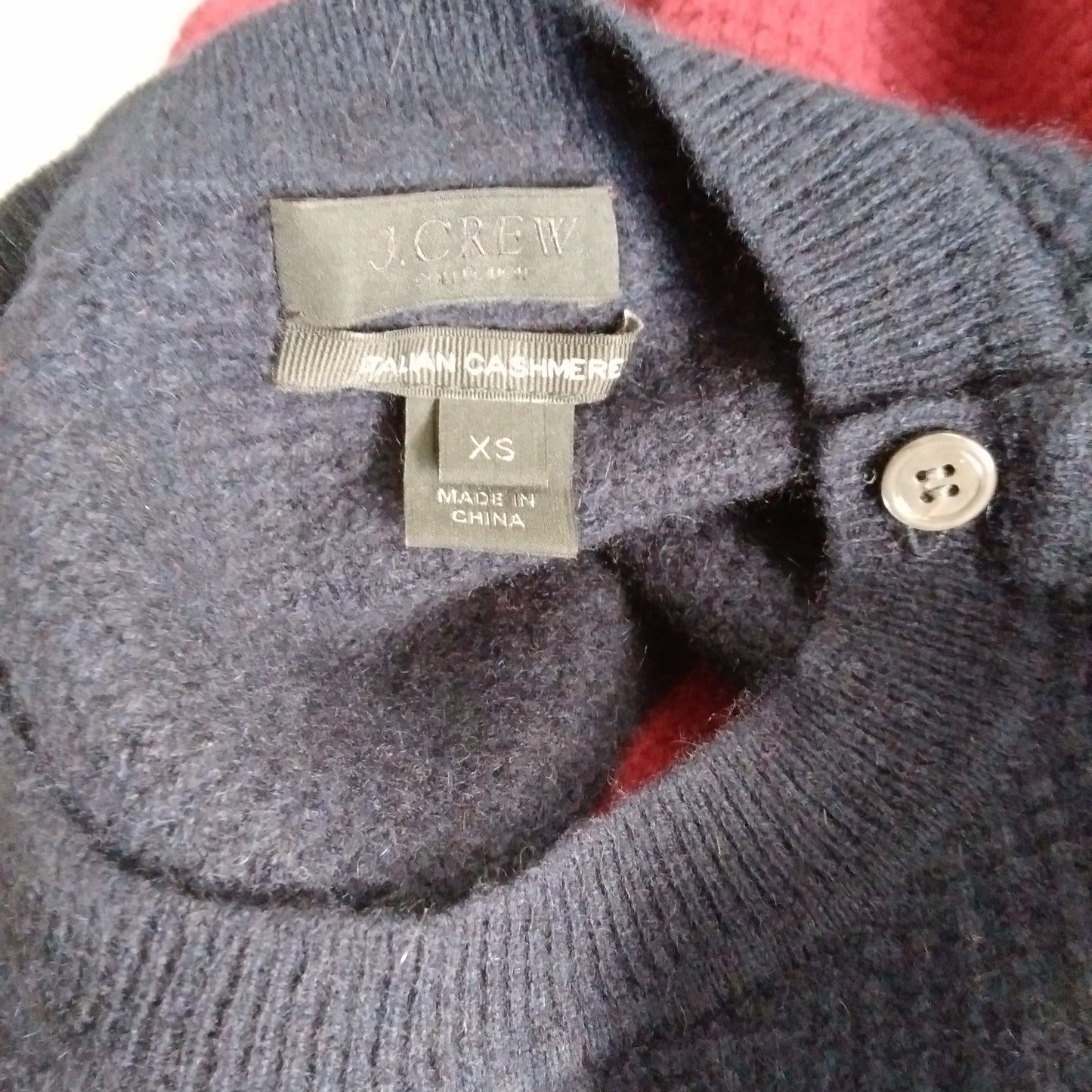 J Crew Collection navy red cream Cashmere Waffle Sweater - XS