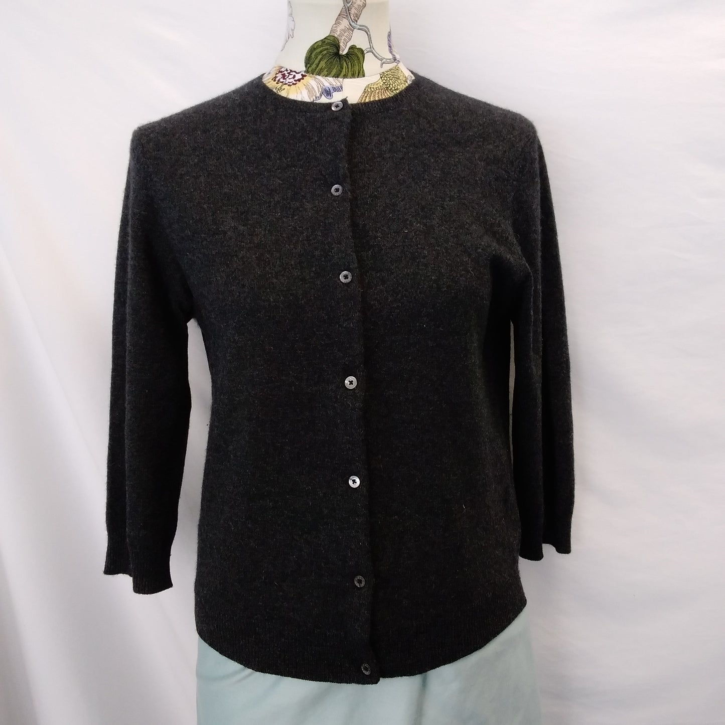 Lauren Ralph Lauren Black Cashmere Button-Up Cardigan Sweater - M