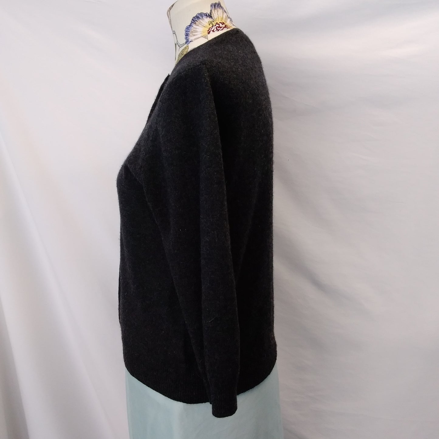 Lauren Ralph Lauren Black Cashmere Button-Up Cardigan Sweater - M