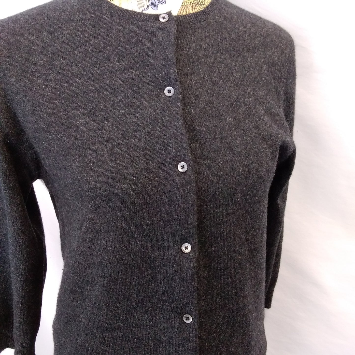 Lauren Ralph Lauren Black Cashmere Button-Up Cardigan Sweater - M