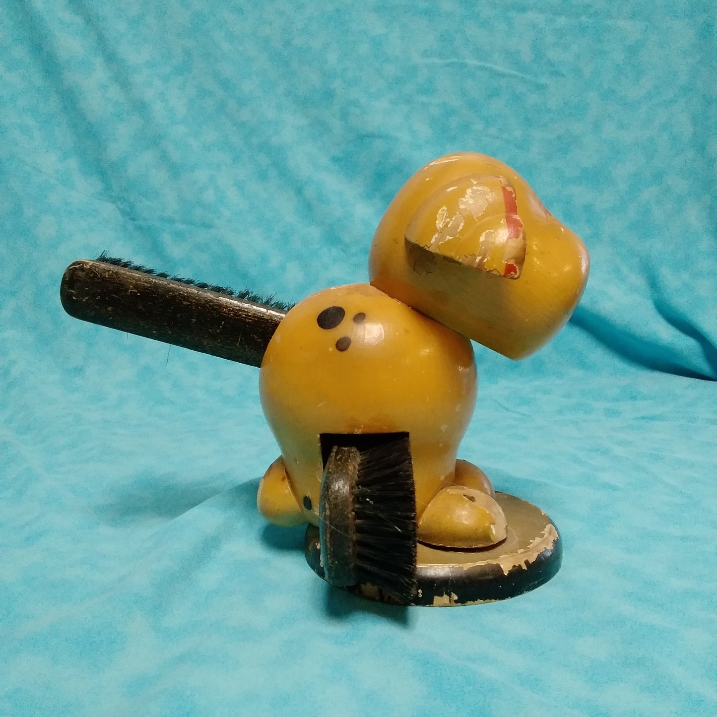 Vintage Wooden Dog Shaped Shoe Brush Holder