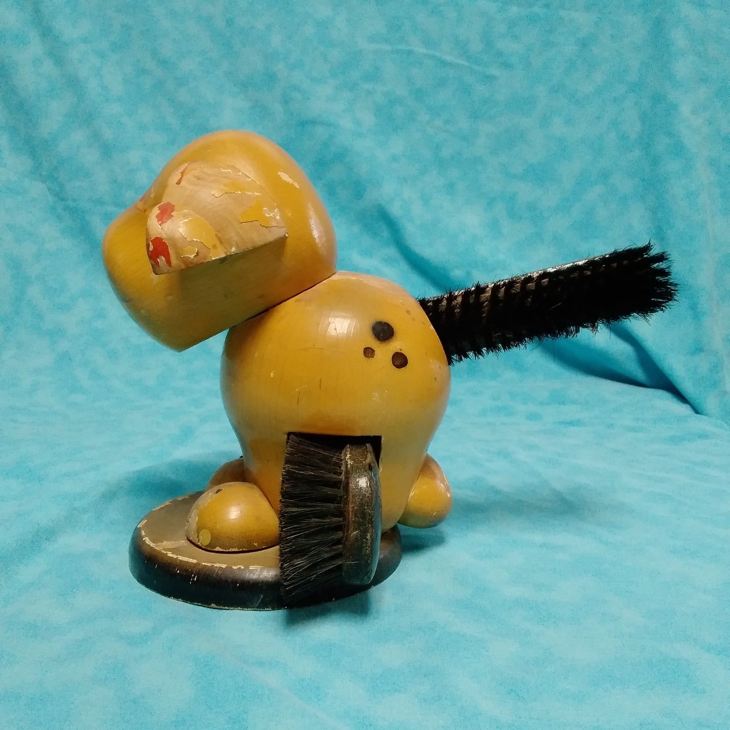 Vintage Wooden Dog Shaped Shoe Brush Holder