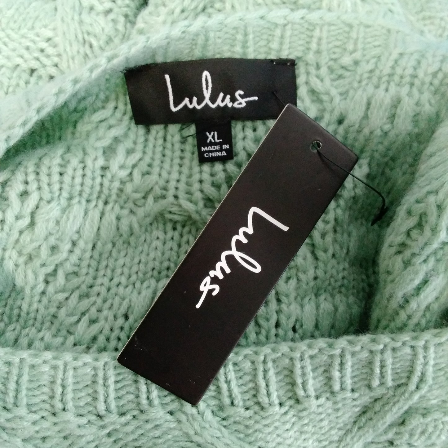 NWT - Lulus green Cable-Knit Sweater Dress - XL