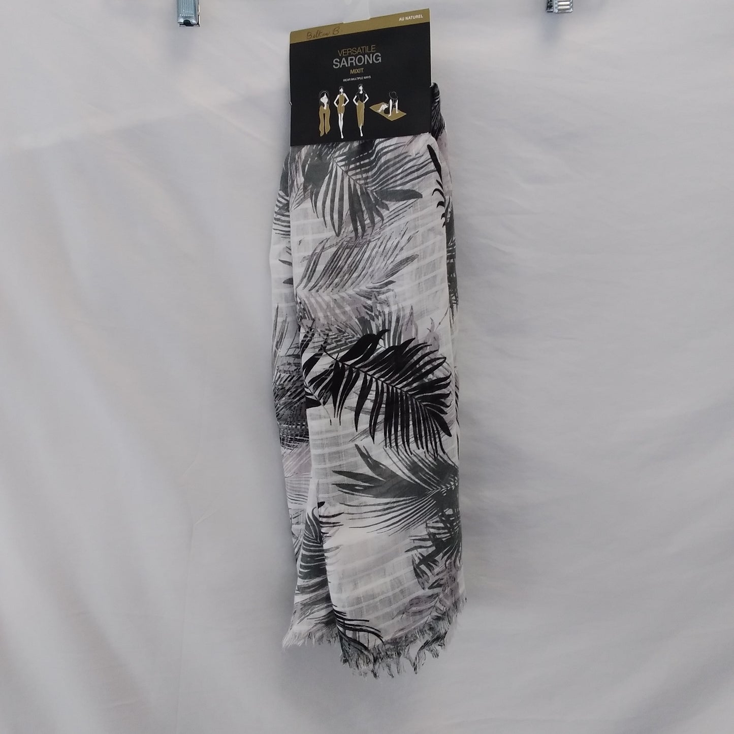 NWT - Black and White Tropical Print Versatile Mixit Sarong
