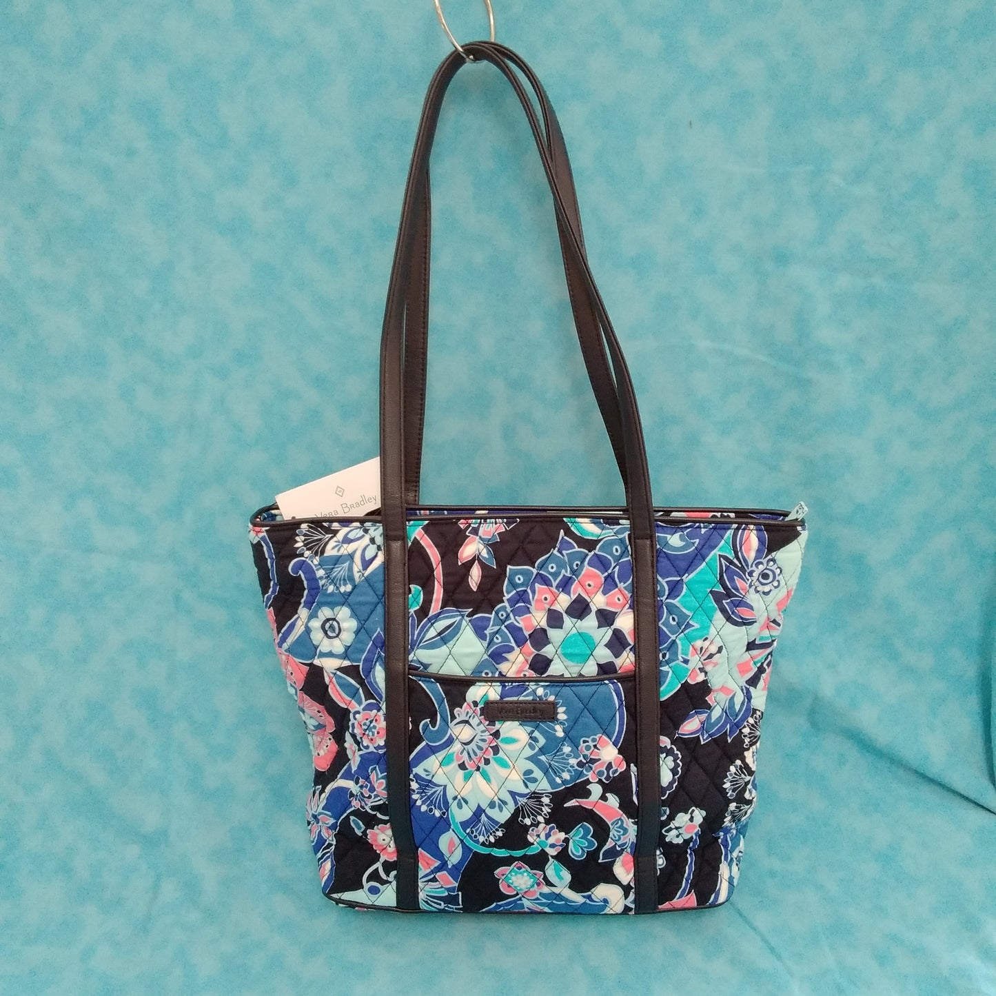 NWT - Vera Bradley Small Trimmed Vera Tote Shoulder Bag in Lotus Flower Swirl