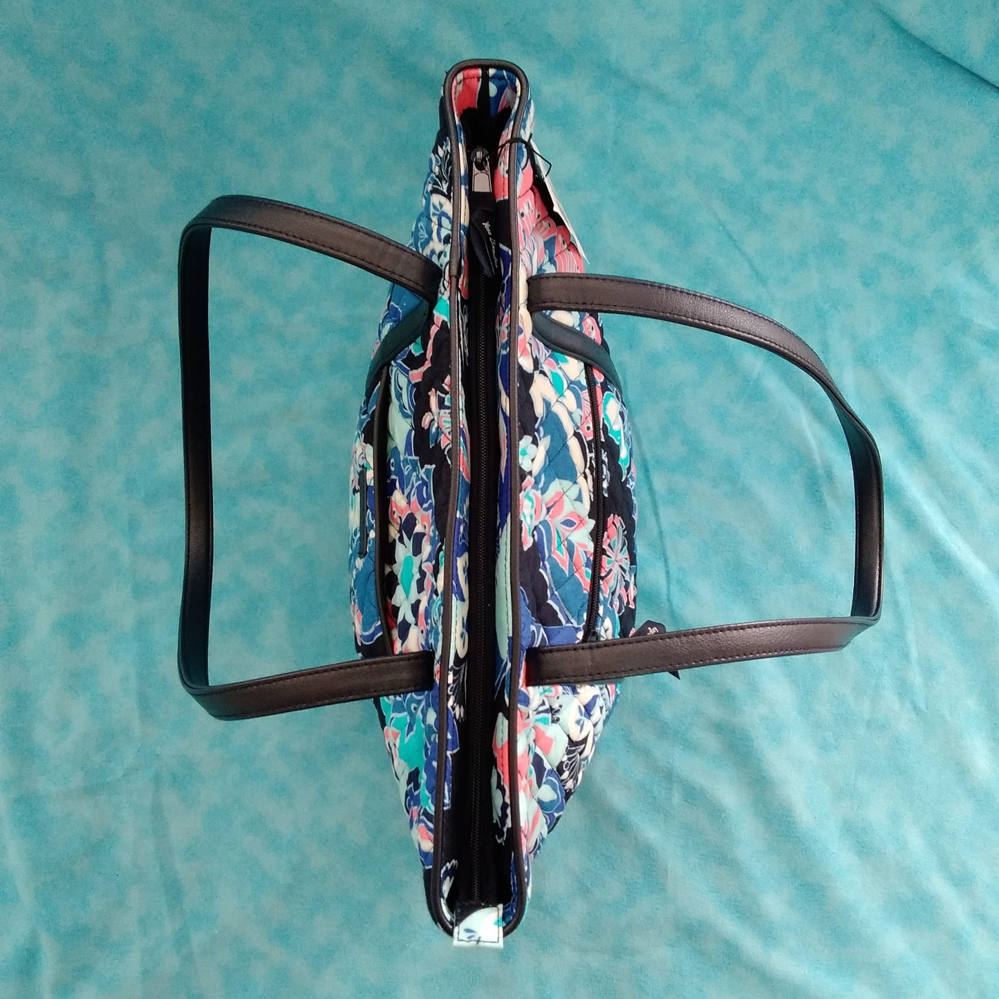 NWT - Vera Bradley Small Trimmed Vera Tote Shoulder Bag in Lotus Flower Swirl