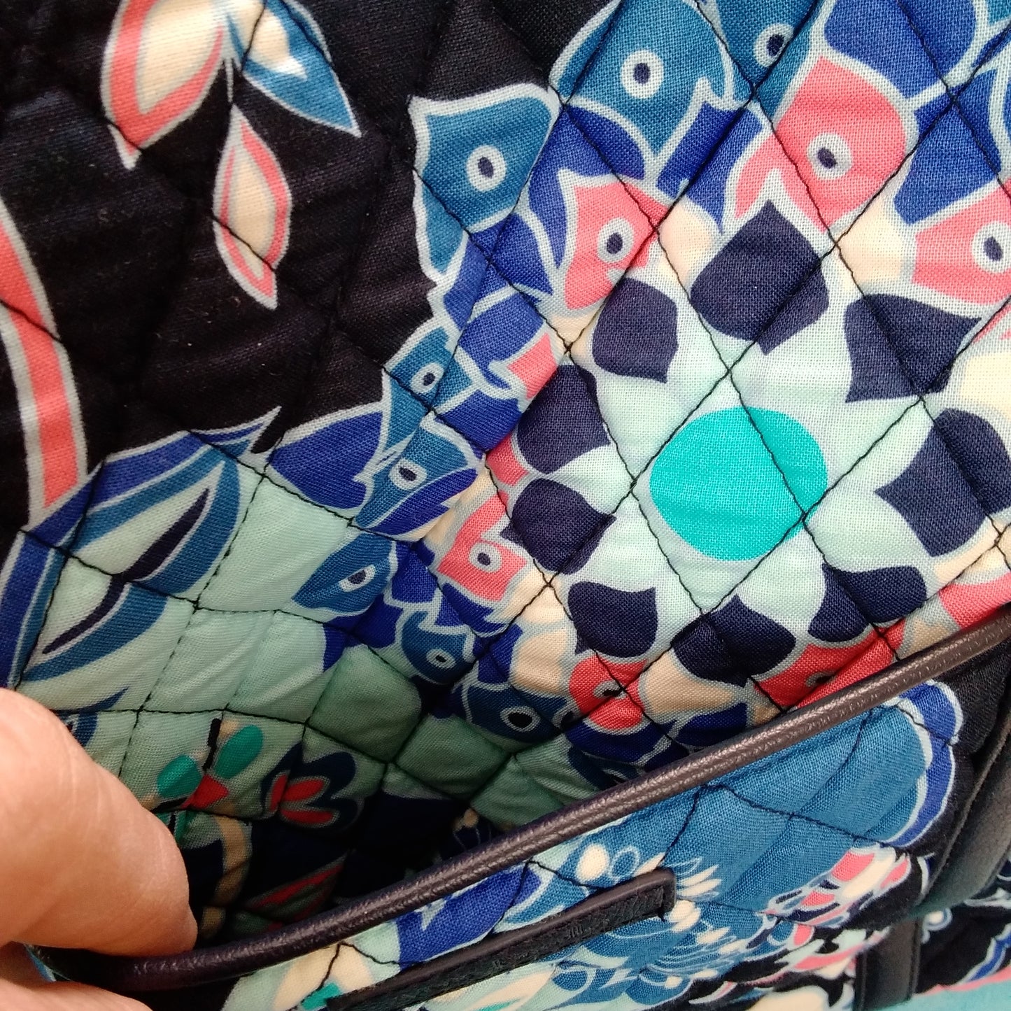 NWT - Vera Bradley Small Trimmed Vera Tote Shoulder Bag in Lotus Flower Swirl