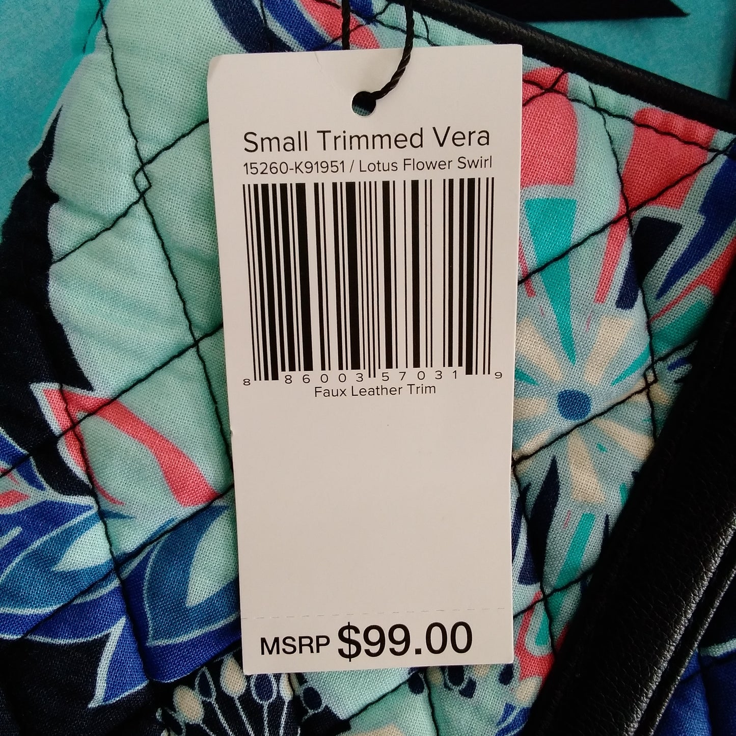 NWT - Vera Bradley Small Trimmed Vera Tote Shoulder Bag in Lotus Flower Swirl