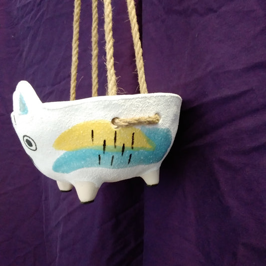 Handcrafted and Hand Painted Cat Hanging Basket