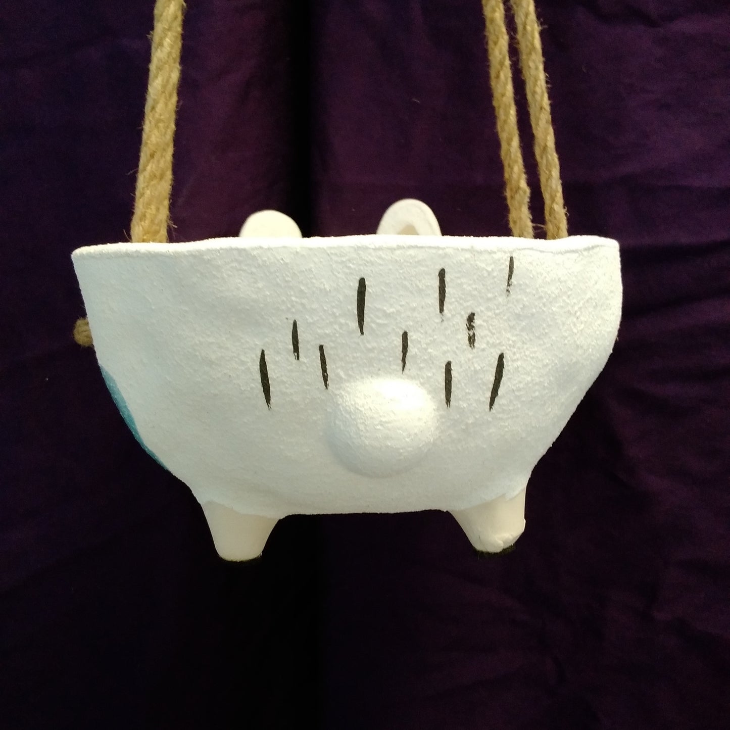 Handcrafted and Hand Painted Cat Hanging Basket