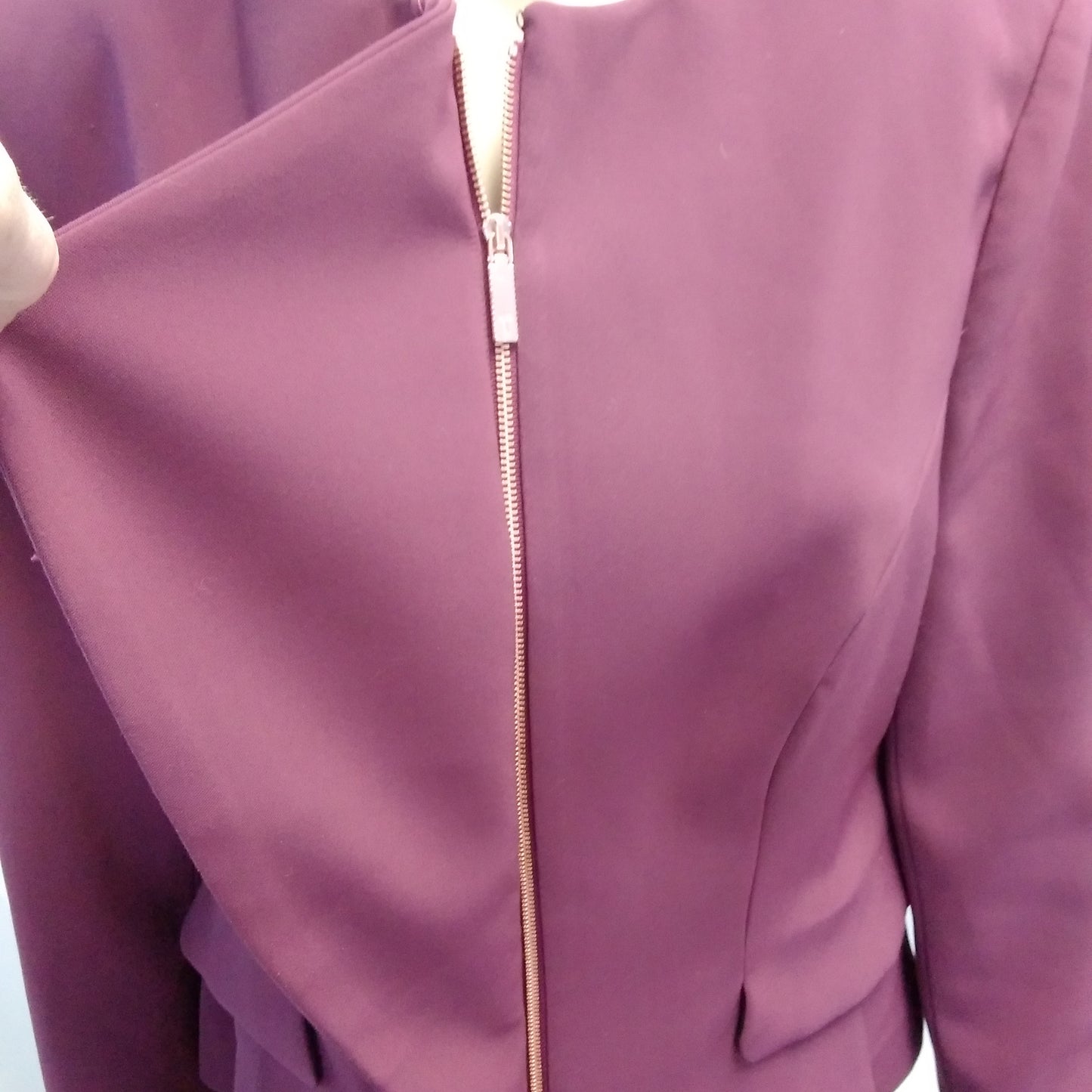 Ted Baker burgundy Pippar Ruffle Jacket - 4 / US 10