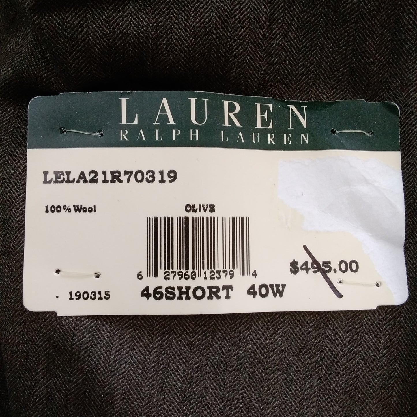 NWT - Macy's - Lauren Ralph Lauren Olive 100% Wool Blazer - 46 Short