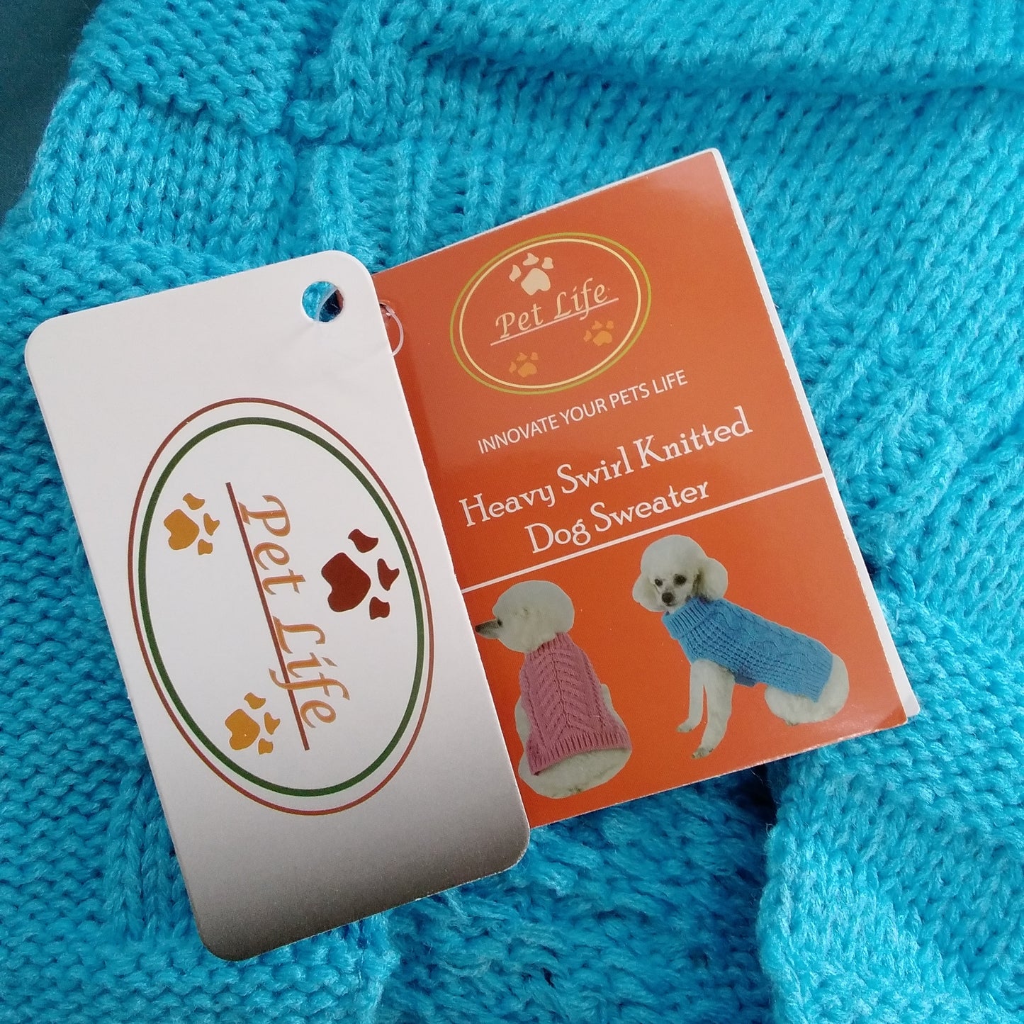 NWT - Pet Life Heavy Swirl Blue Knitted Dog Sweater - Size: 18.1"