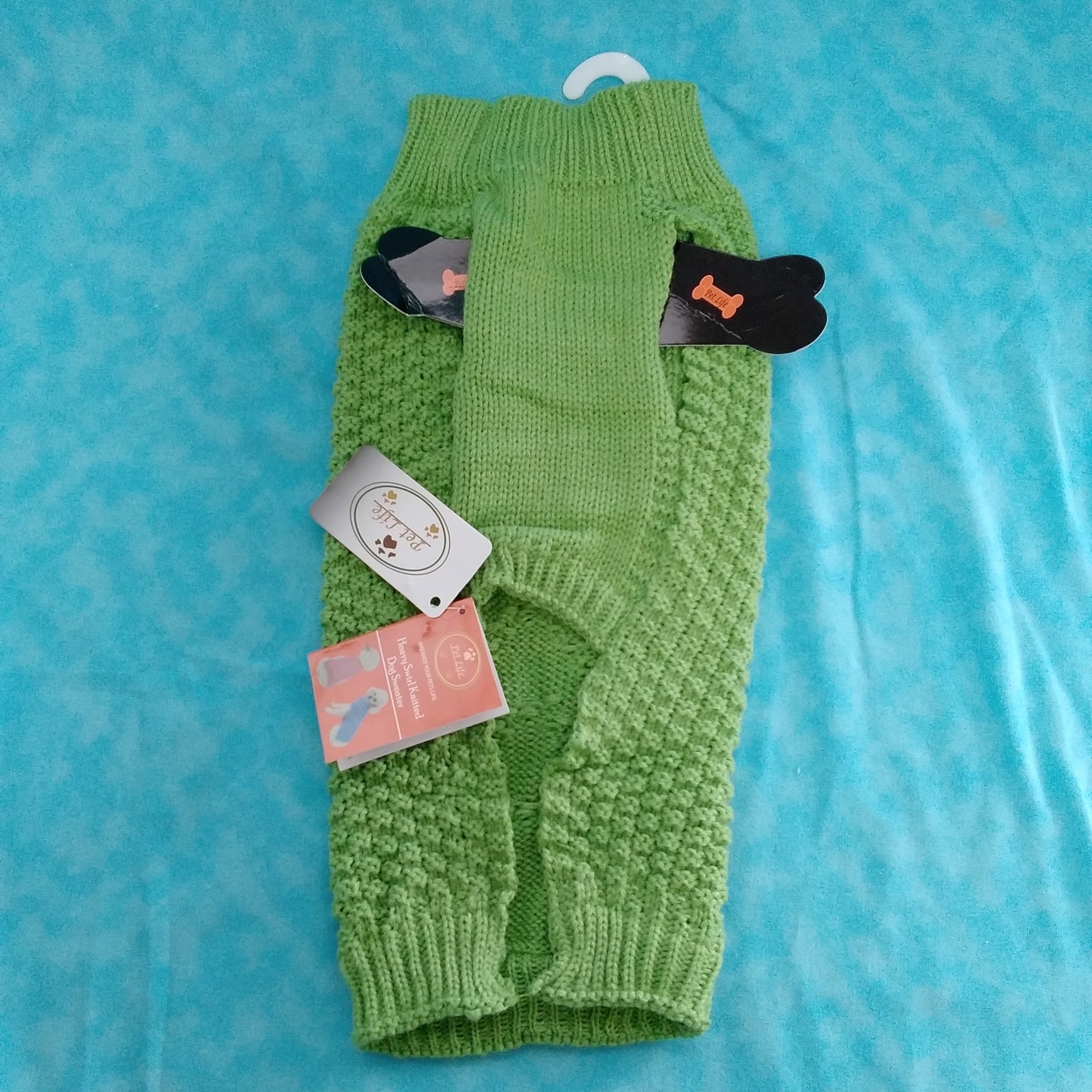 NWT - Pet Life Heavy Swirl Green Knitted Dog Sweater - Size: 18.1"