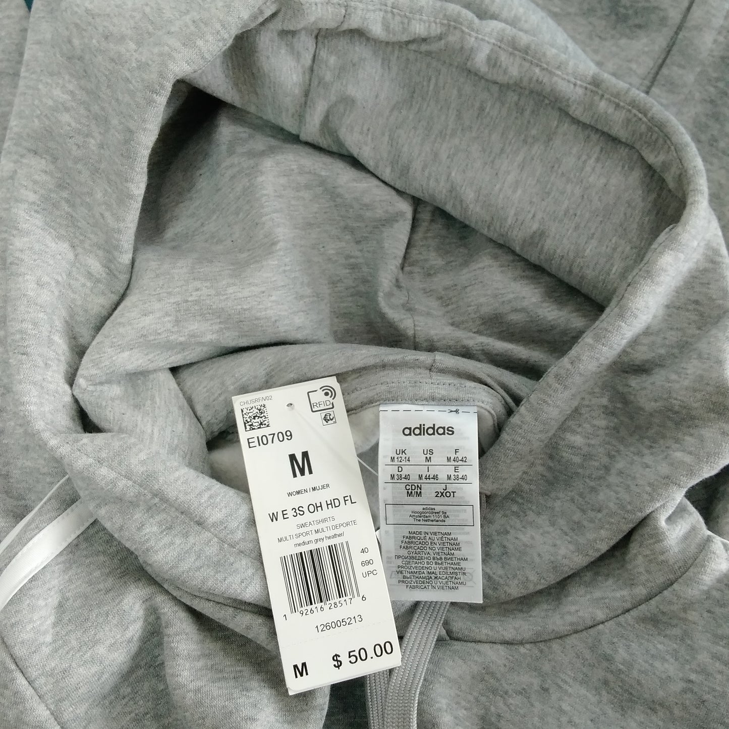 NWT - Adidas gray Hooded Sweatshirt - M