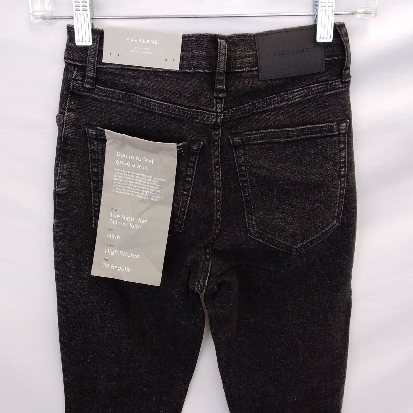 NWT - Everlane Black High-Rise Button Fly Skinny Jeans - Size 24