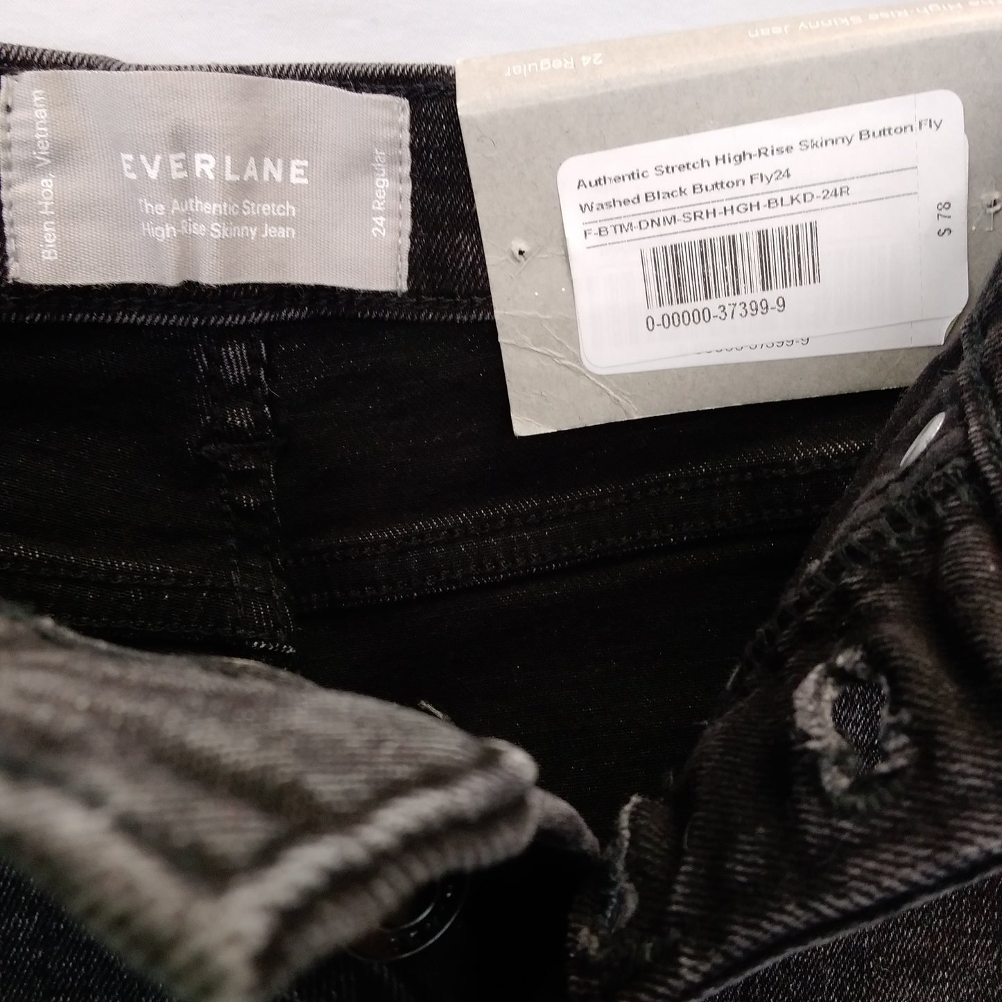 NWT - Everlane Black High-Rise Button Fly Skinny Jeans - Size 24