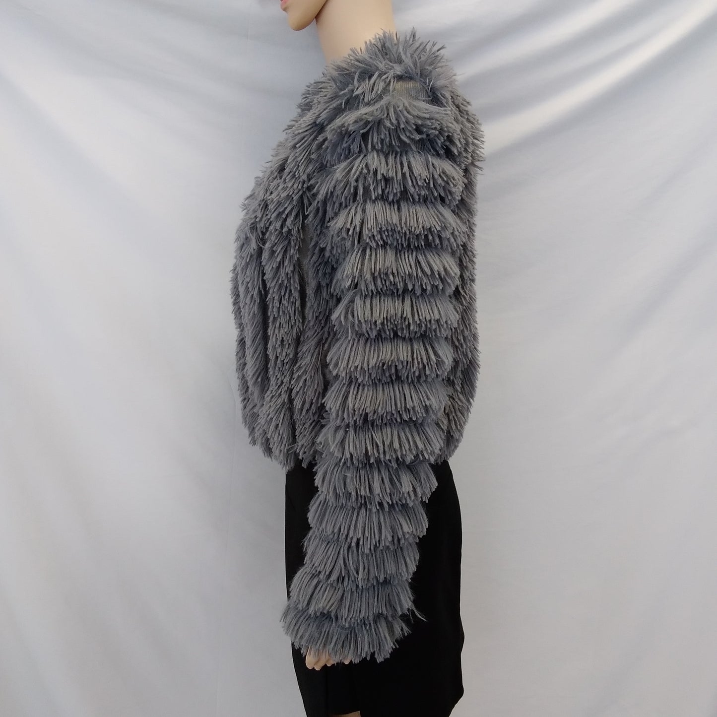 GREYLIN Anthropologie Cordelia Gray Faux Fur Jacket - XS