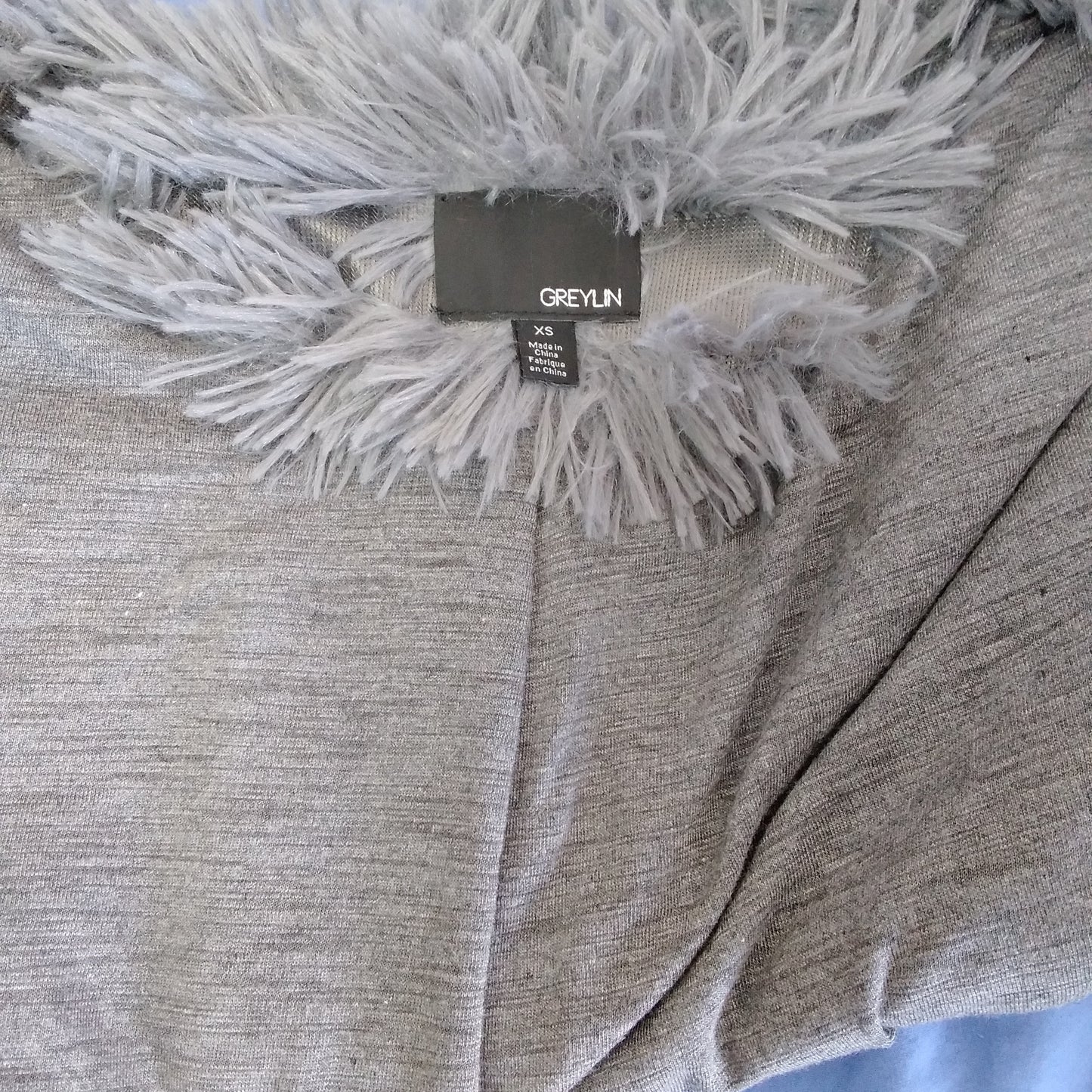GREYLIN Anthropologie Cordelia Gray Faux Fur Jacket - XS