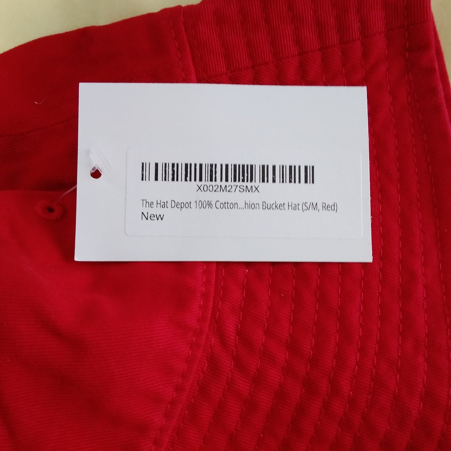NWT - The Hat Depot Newhattan Long Brim 100% Cotton Red Fashion Bucket Hat - Size: S/M