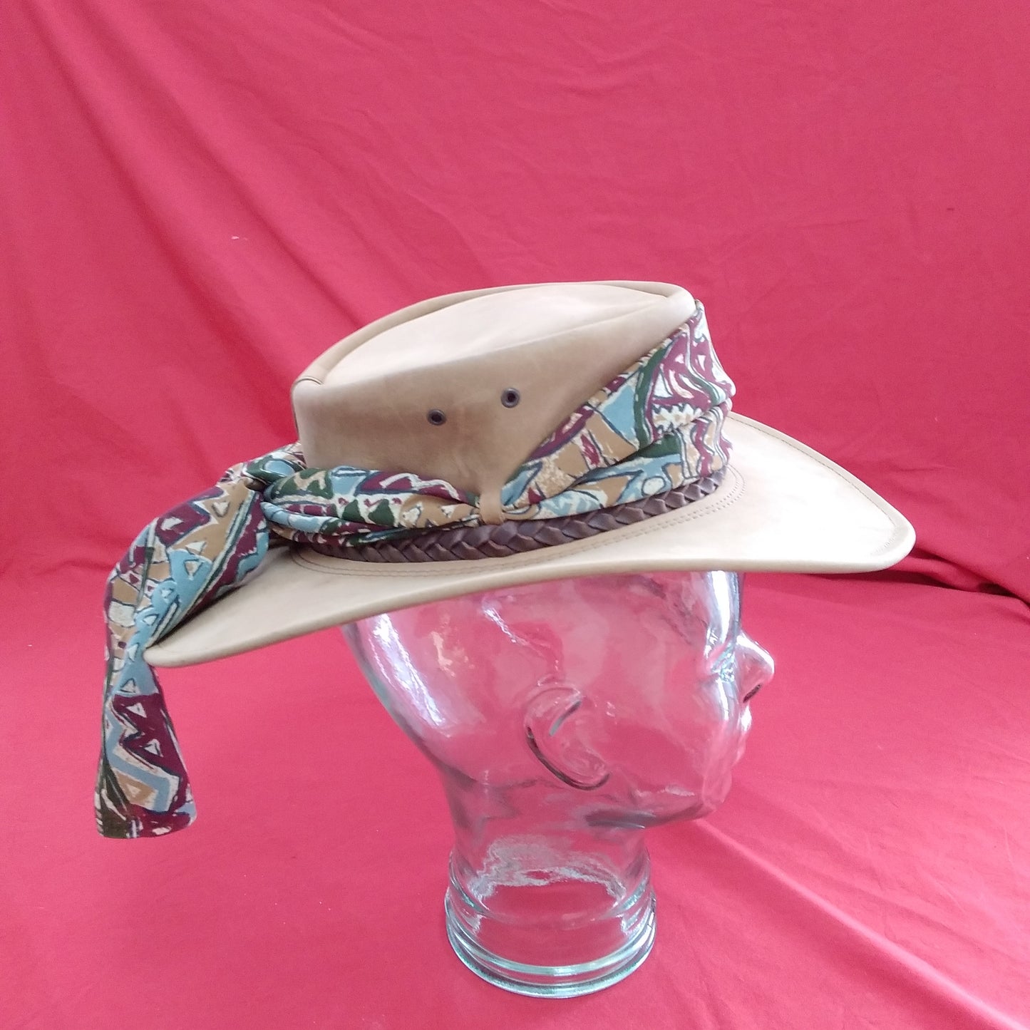 Jackaroo Leather Rancher Hat Scarf Boho - Size: S