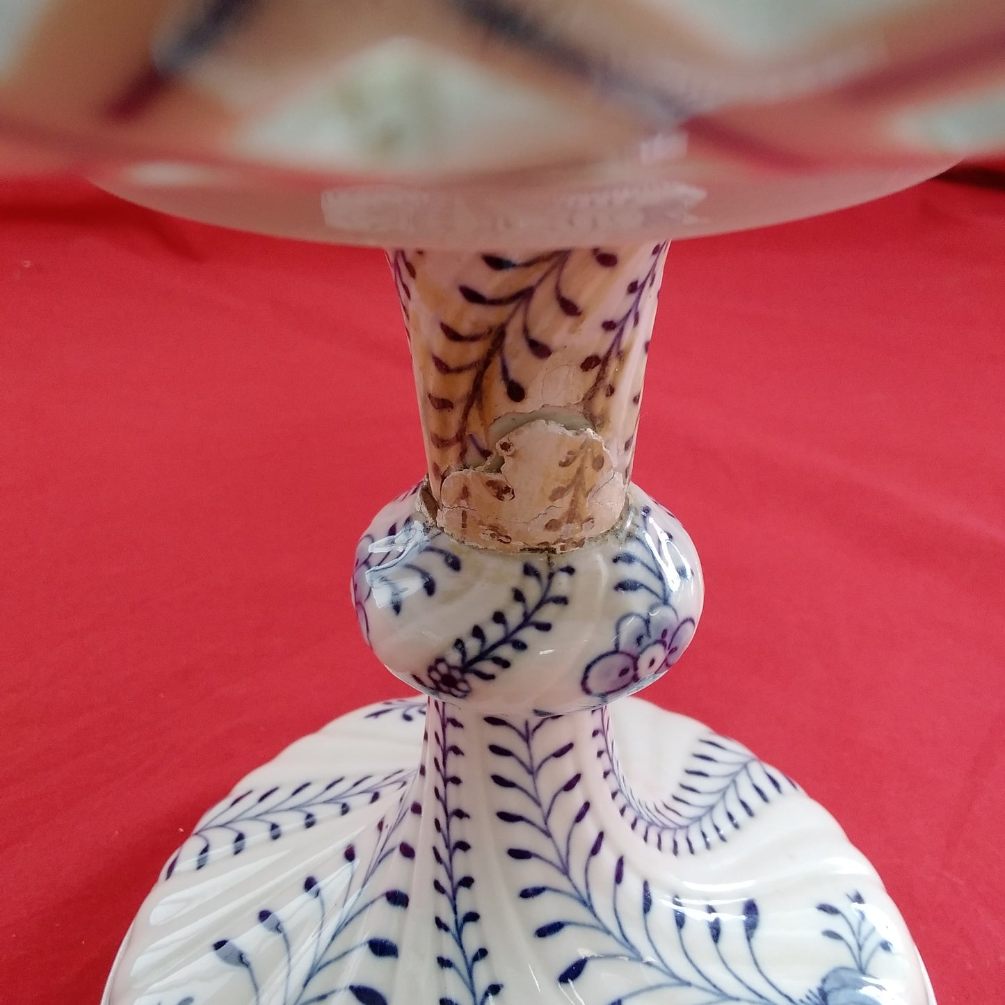 VTG Meissen Blue Onion Open Work Pierced Porcelain Compote - Damaged/Chipped